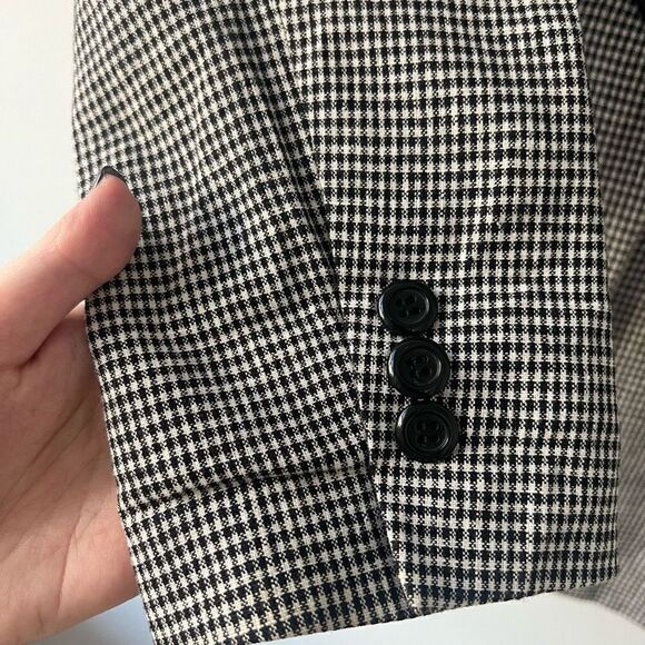 Adolfo Studio Womens  Notch Lapel Single Breasted  Checked Gray Blazer Size 10 - Picture 4 of 10